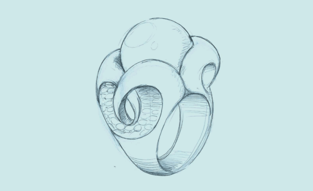 Croquis de bague par CPL Design, agence de design produit et marque