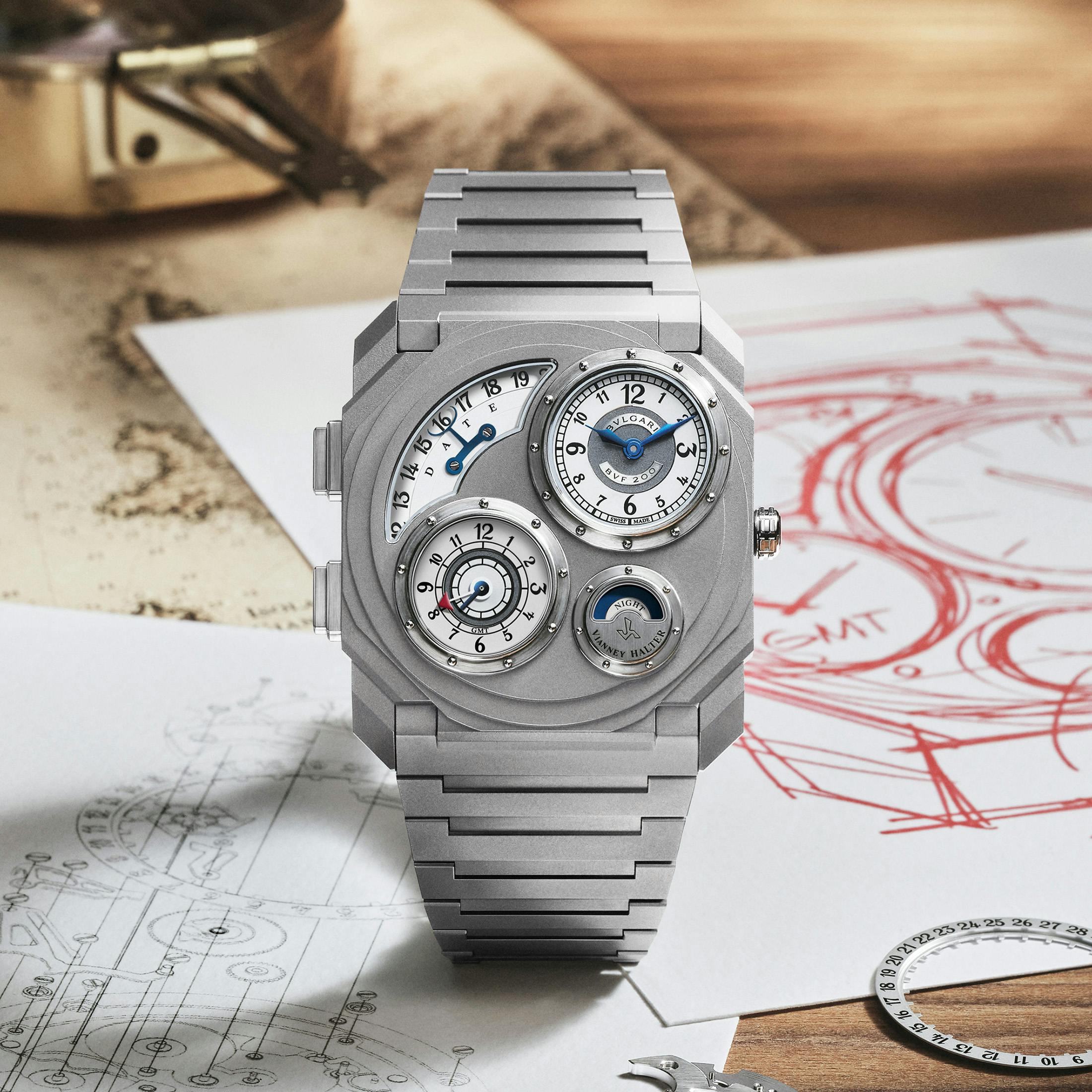 Bulgari Octo Finissimo Dual Time x Vianney Halter: Ultra-Thin Case Design Meets Antiqua Dial Architecture - view 2 (Hodinkee)